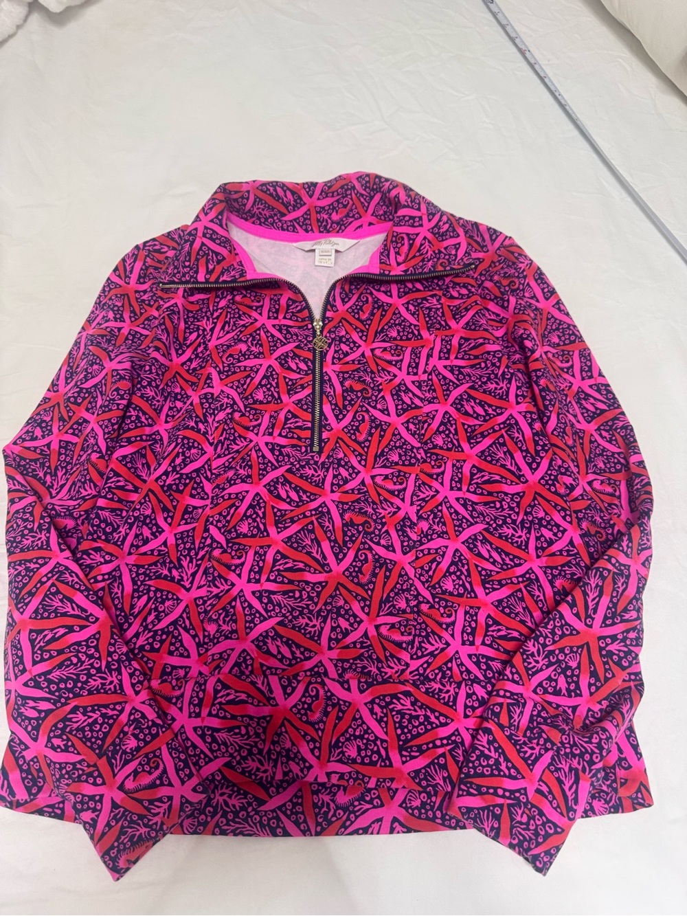 Lilly Pulitzer Pink & Navy Starfish-Print Half-Zip Pullover